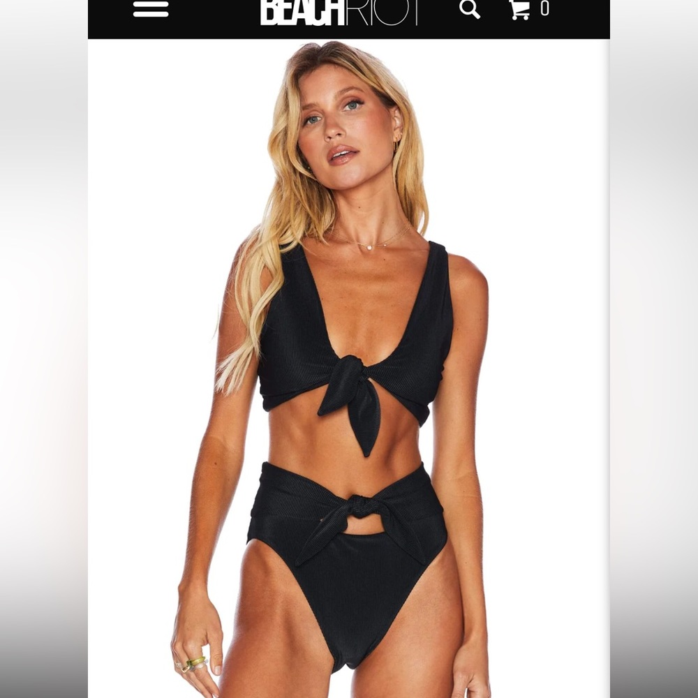Beach Riot Black Ribbed Bikini Set